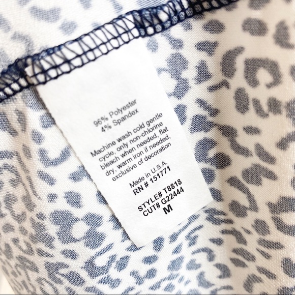 Kaileigh Navy & White Leopard Peplum Blouse - Picture 6 of 6